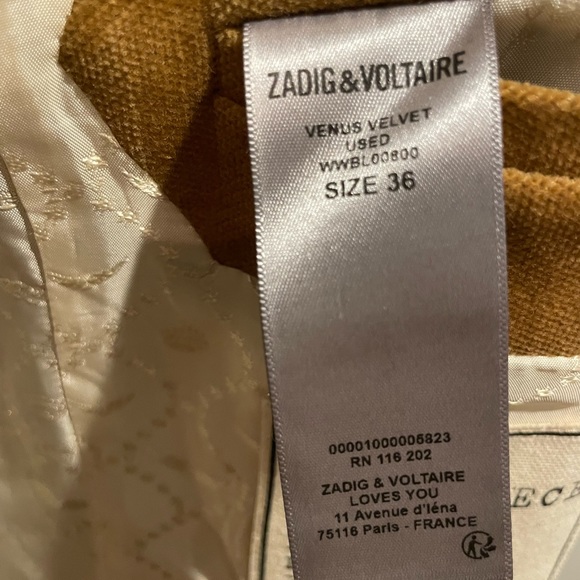 Zadig & Voltaire Venus Blazer in Ocre - Picture 5 of 7